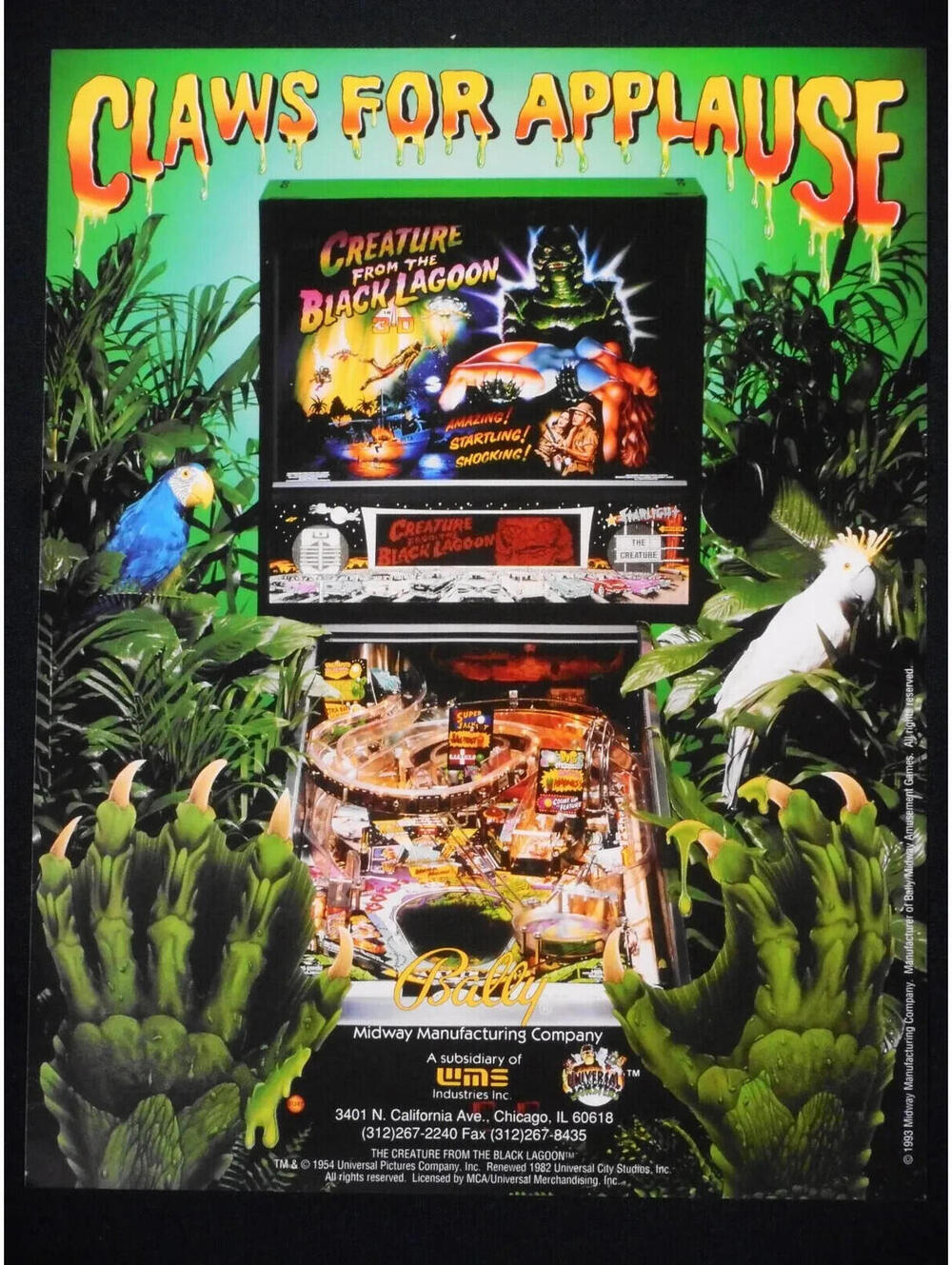 Creature From The Black Lagoon Pinball Machine FLYER Ad Promo 1992 Bally Midway